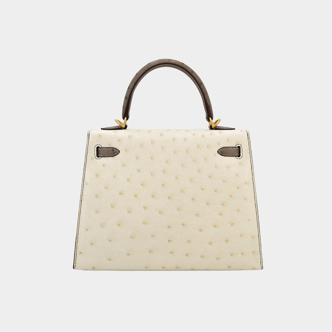 Hermes Kelly 25 HSS Sellier من جلد النعام Nata/Etoupe مع GHW، من الخلف