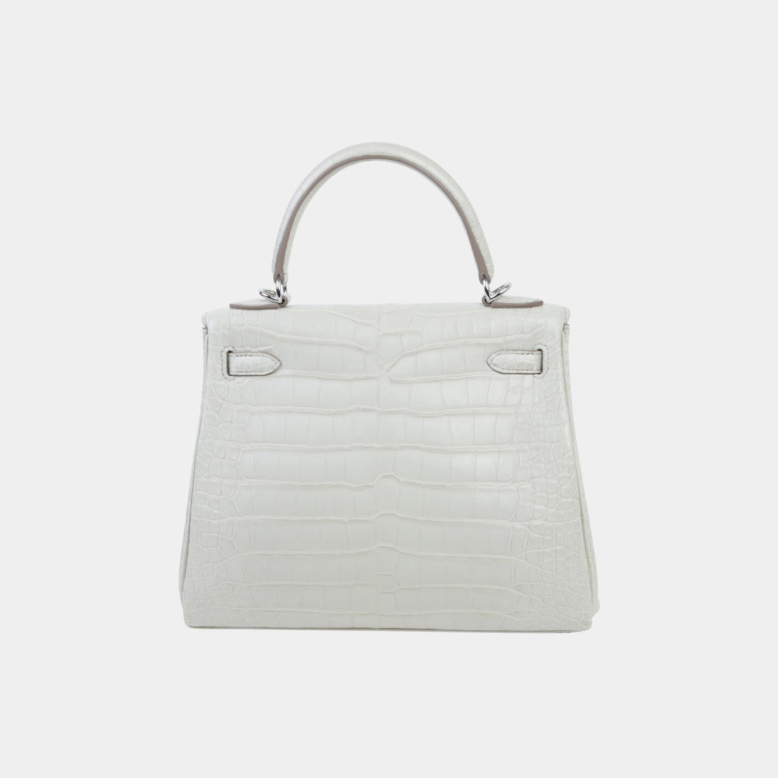 Hermes Kelly 25 جلد تمساح مطفي Beton PHW، الجهة الخلفية