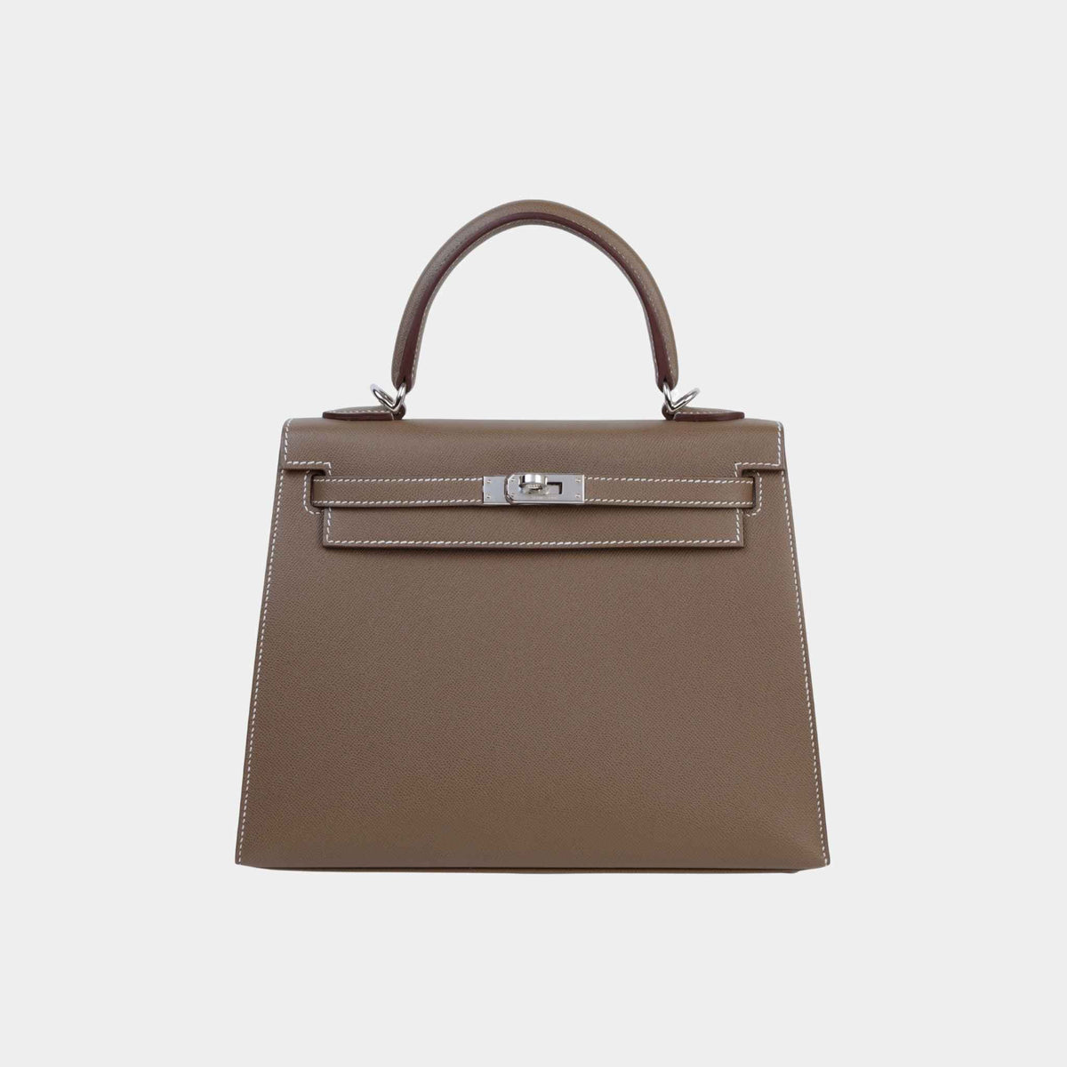 حقيبة Kelly 25 Sellier Madame بلون Etoupe/Bamboo مع حليات بلاديوم