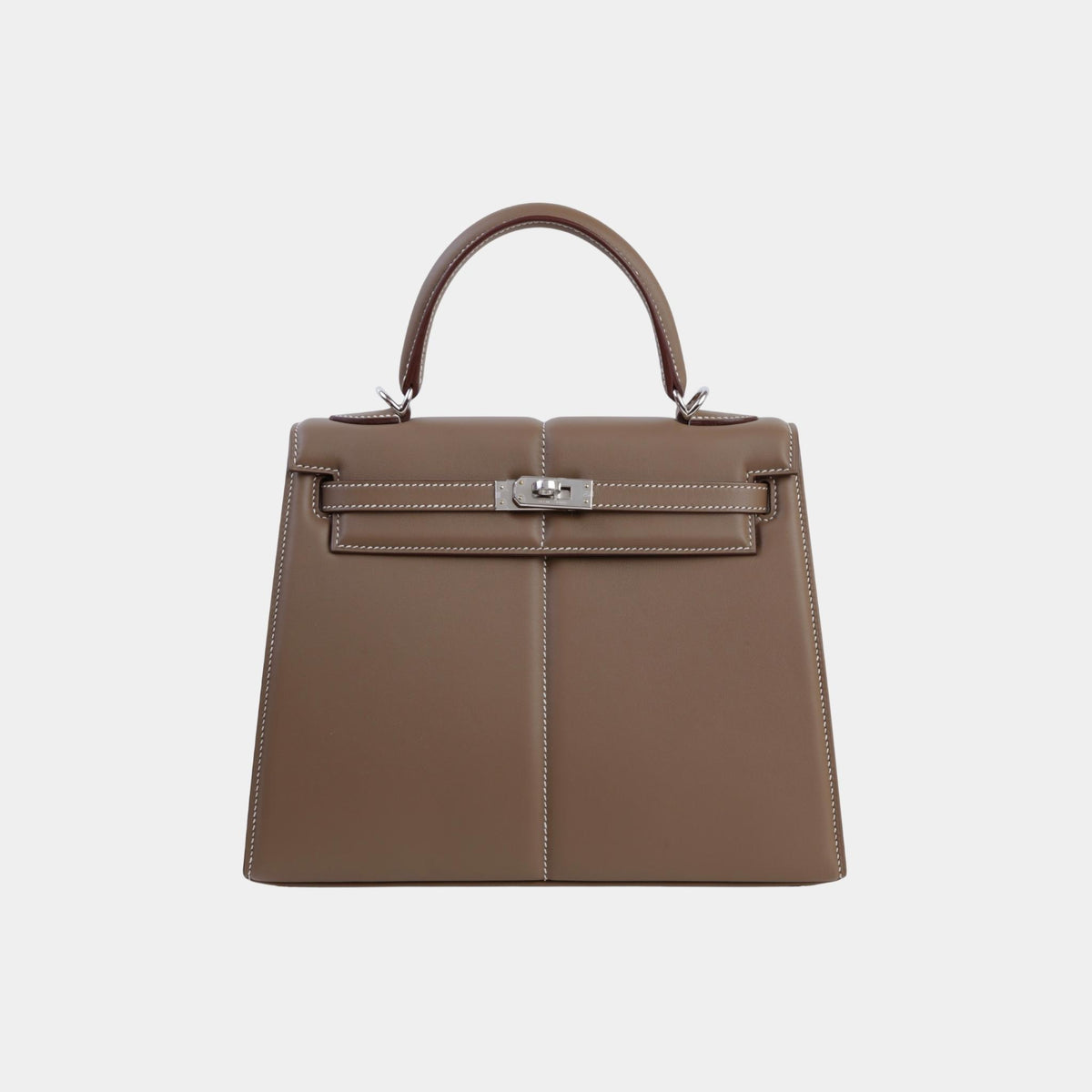 حقيبة Kelly 25 Swift Padded Sellier بلون Etoupe مع حليات بلاديوم