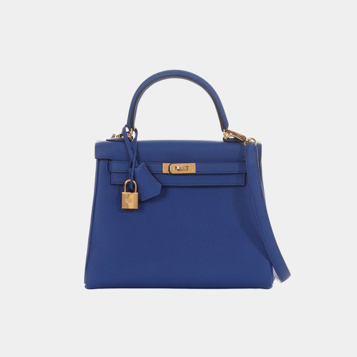 حقيبة Kelly 25 من جلد Togo باللون Bleu Royal مع إكسسوارات ذهبية