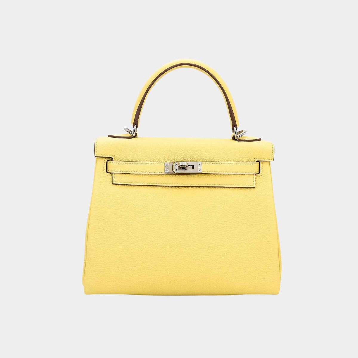 حقيبة Kelly 25 Togo بلون Jaune Poussin مع حليات بلاديوم