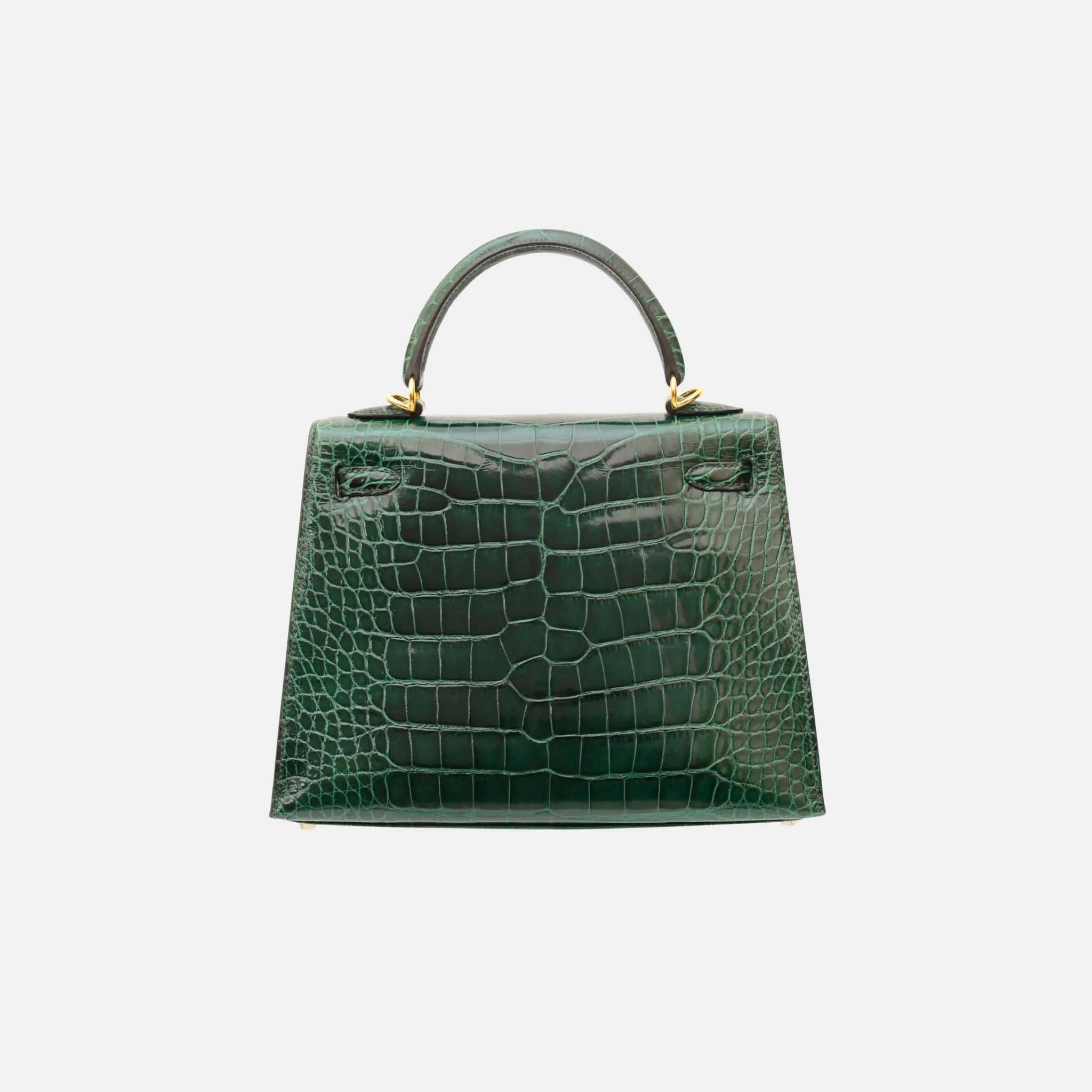 Hermes Kelly 25 Vert Fonce Shiny Alligator GHW, Back