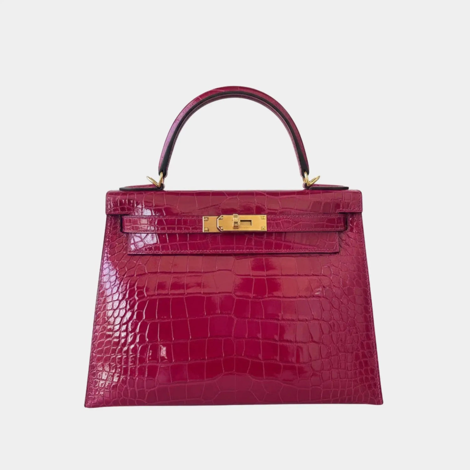 Hermes Kelly 28 Alligator Mississippiensis Lisse Rose Pourpre GHW