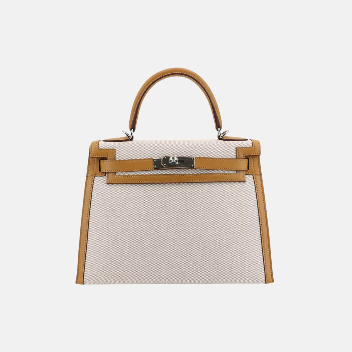 حقيبة Kelly 28 إصدار محدود من قماش Toile H وSwift بلون Sesame مع حليات بلاديوم