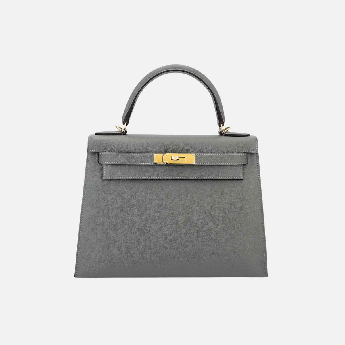 حقيبة Kelly 28 Madame بلون Gris Meyer مع حليات ذهبية