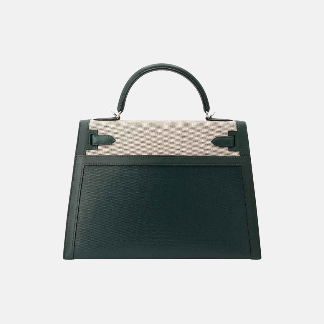 Hermes Kelly 32 سويفت، قماش برلين، أخضر السرو PHW، الخلف