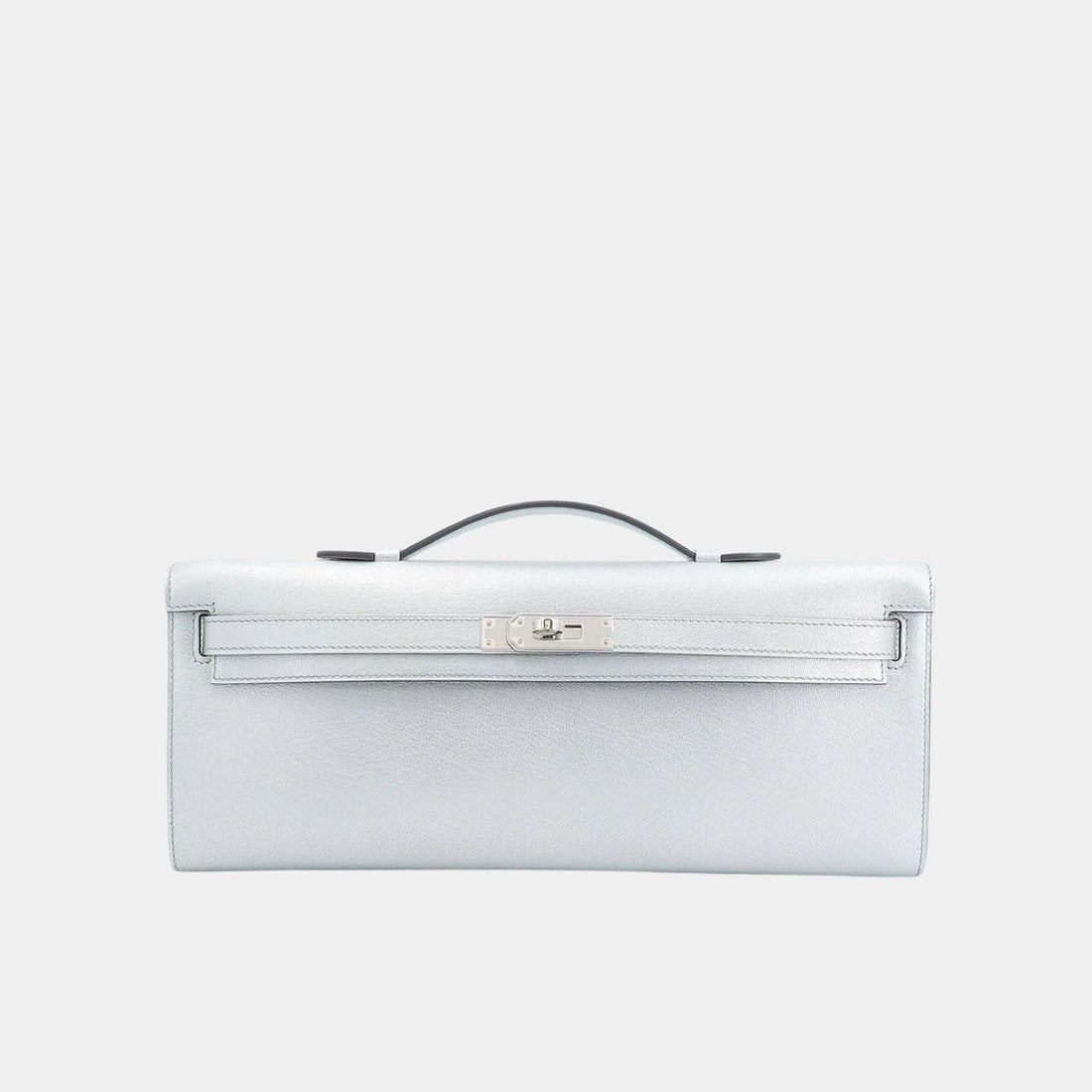 Hermes Kelly Cut Clutch Chevre Argent PHW