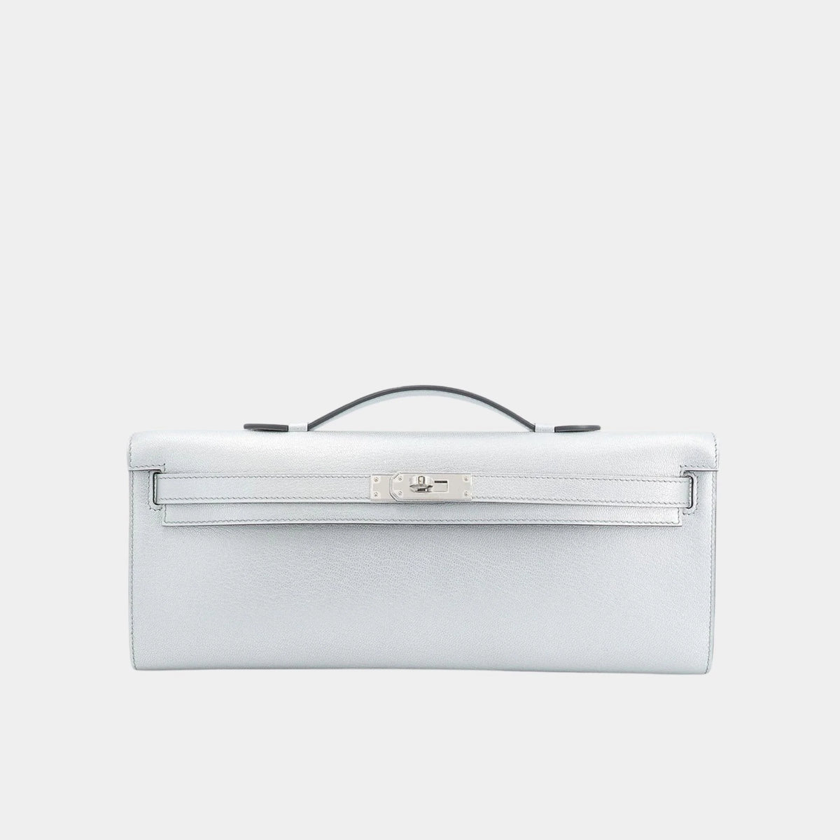 Kelly Cut Clutch Chevre Argent PHW