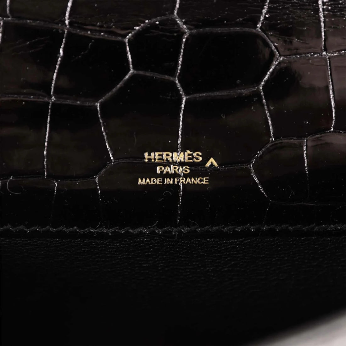 Kelly Cut Clutch Shiny Porosus Crocodile Black GHW