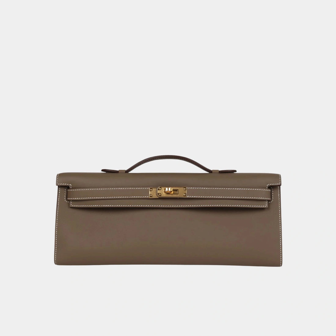 Hermes Kelly Cut Clutch Swift Etoupe GHW