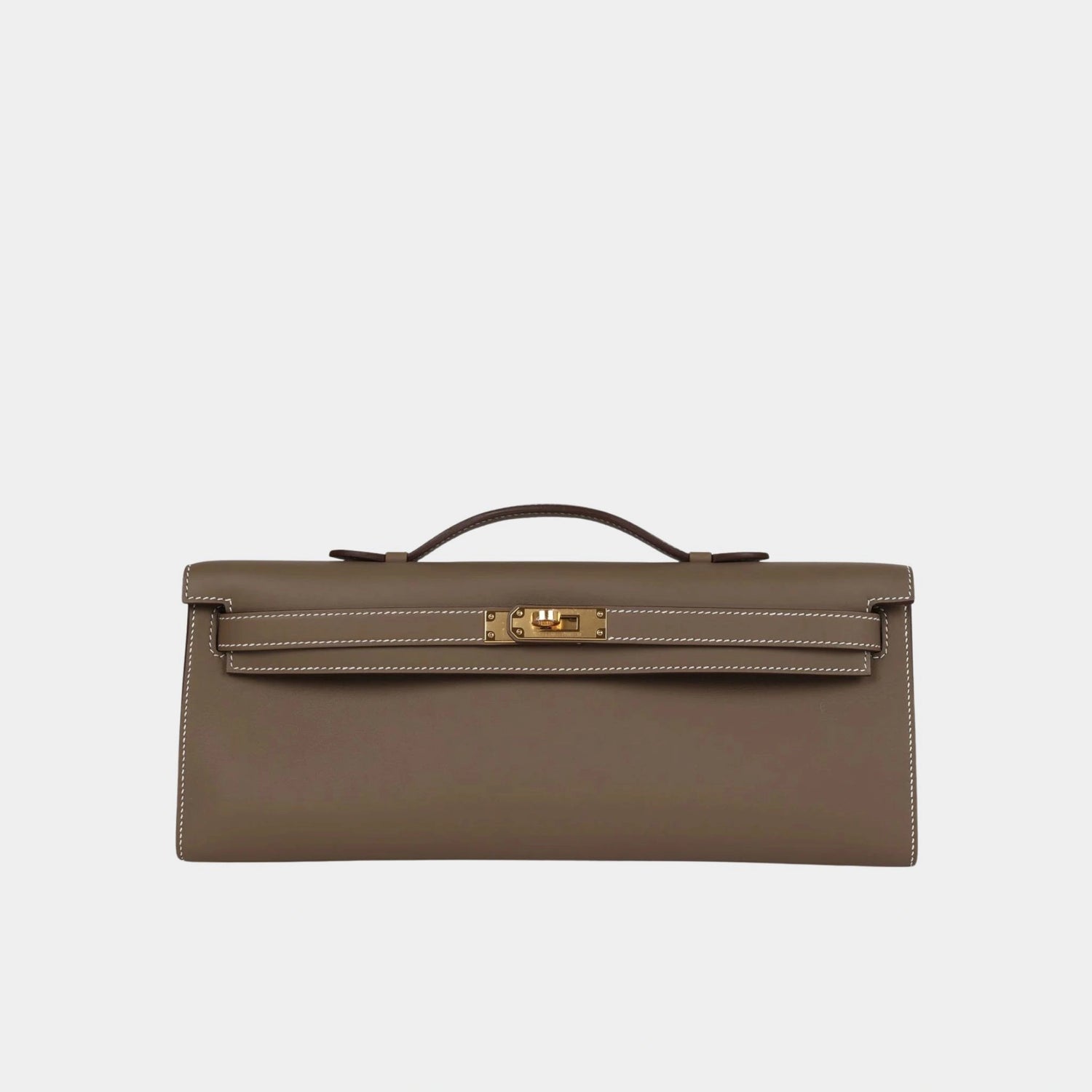 Hermes Kelly Cut Clutch Swift Etoupe GHW