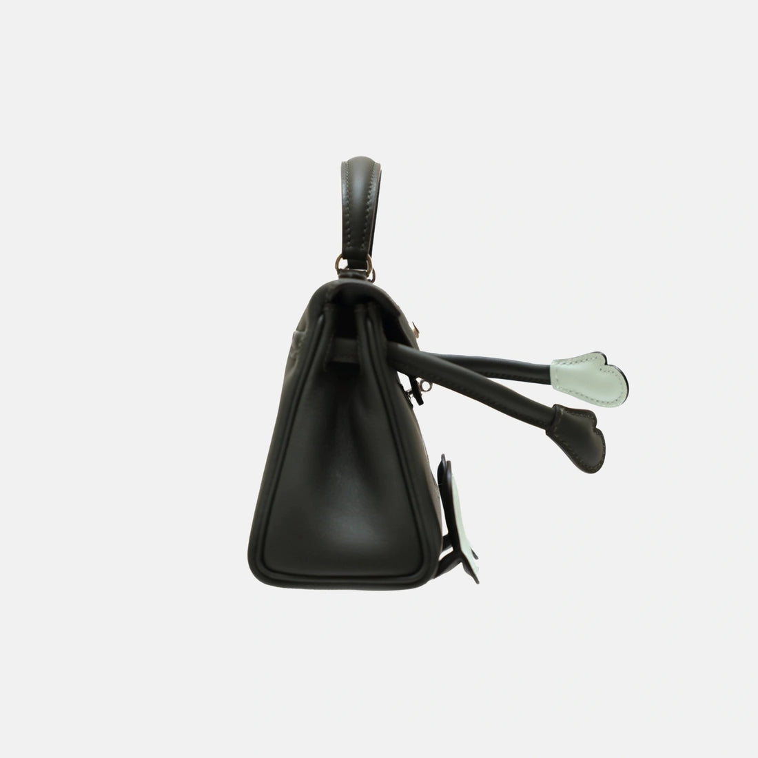 Hermes Kelly Doll أخضر داكن أخضر نعناع، جلد سويفت، PHW، جانب