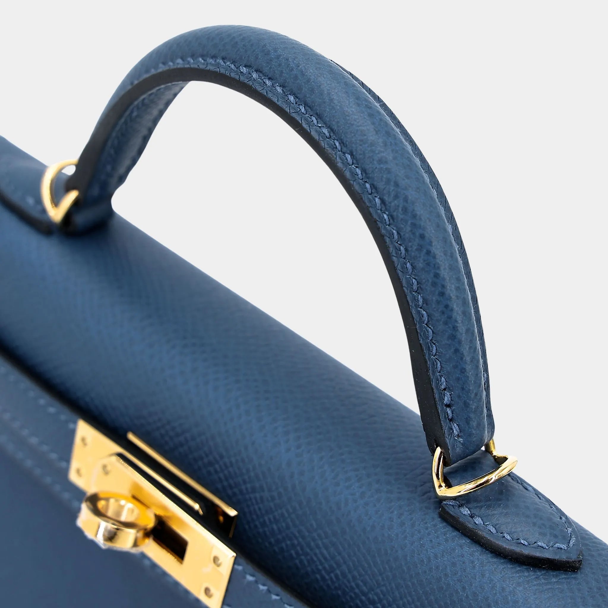 Kelly Mini 20 Epsom Deep Blue GHW, Handle