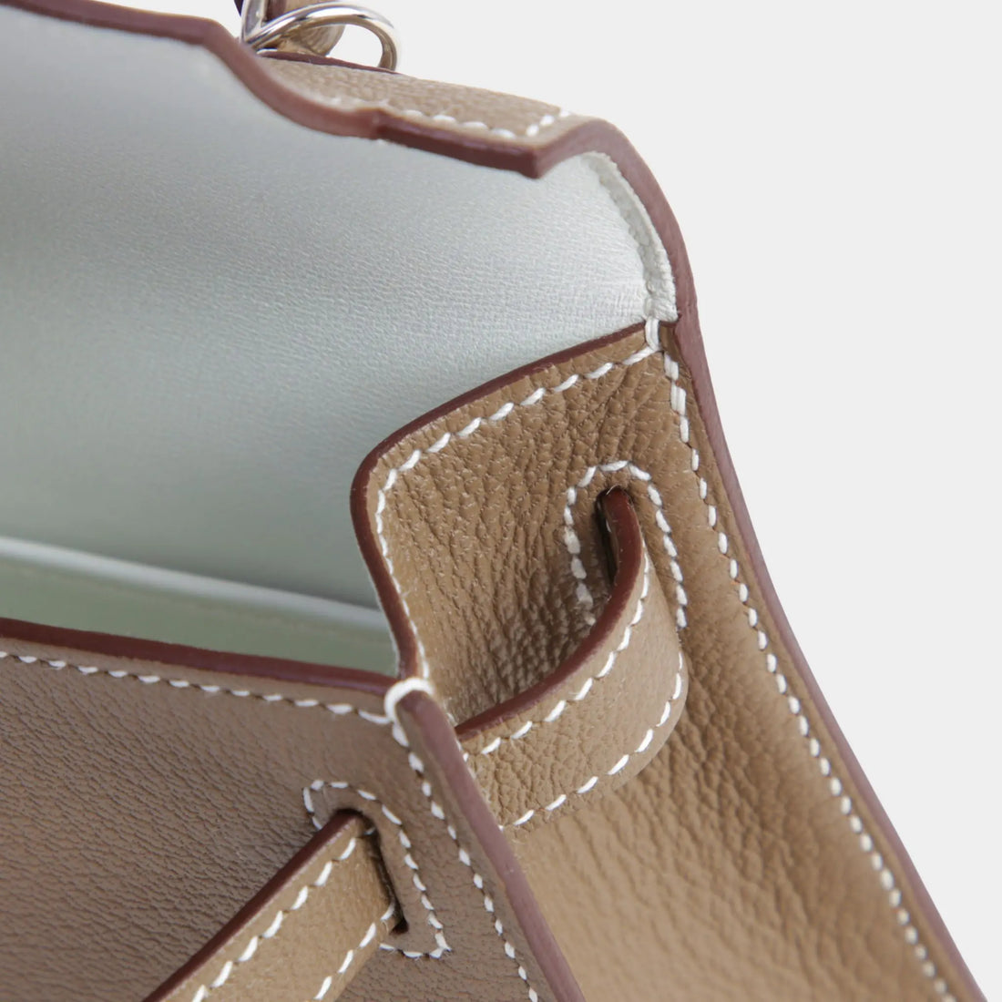 Hermes Kelly Mini Chevre إيتوب/رمادي باهت PHW، الداخل