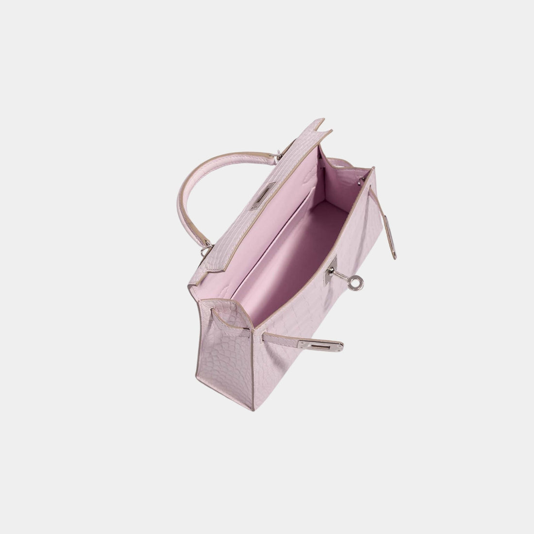 Hermes Kelly Mini Matte Alligator Borreal Mauve Pale PHW, Top