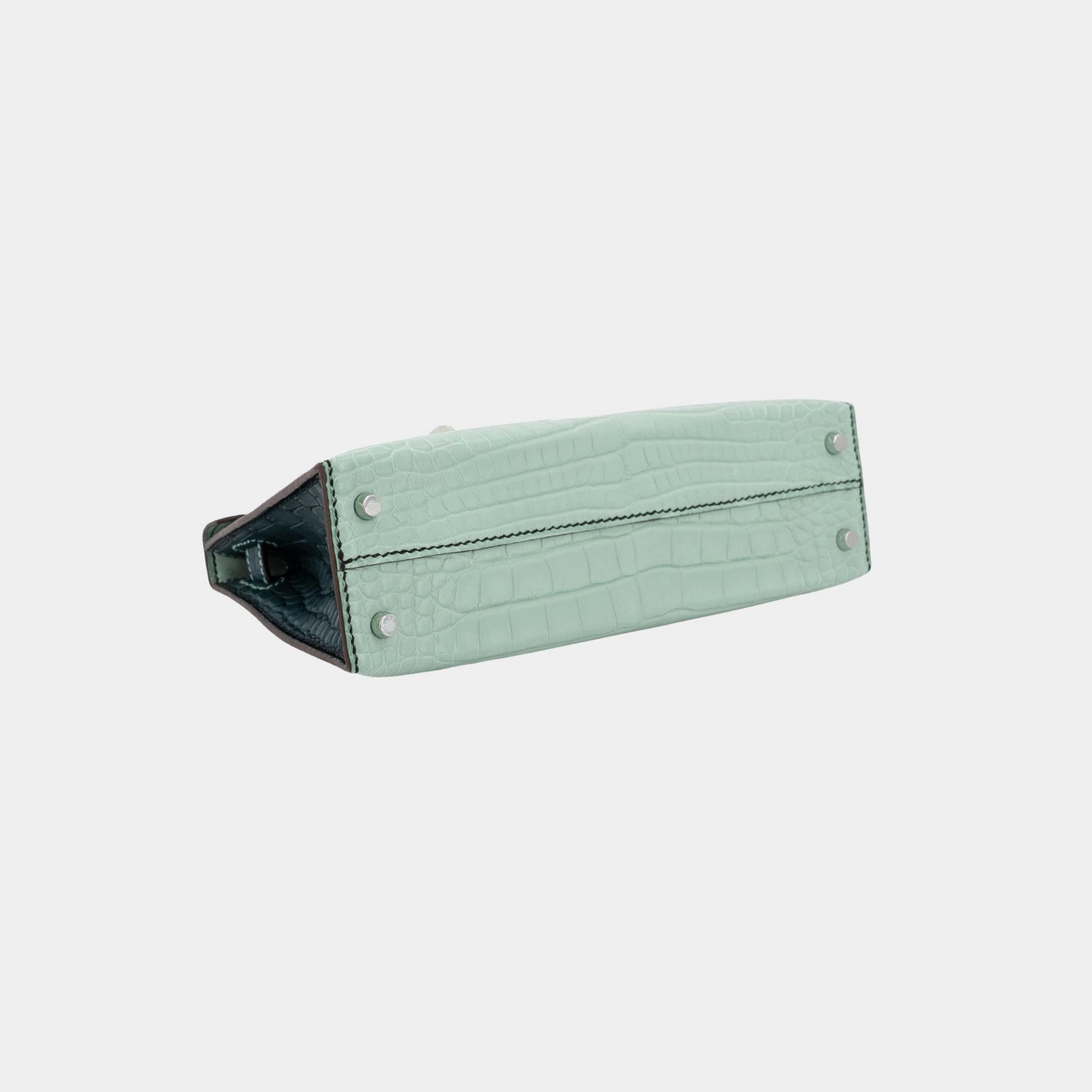 Kelly Mini Matte Alligator Vert d’Eau/Vert Cypress GHW, Bottom