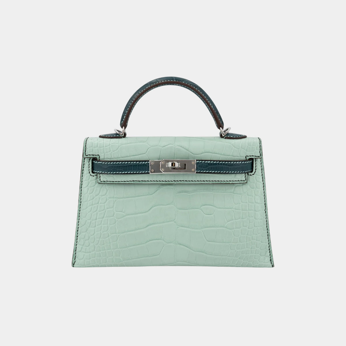 Kelly Mini Matte Alligator Vert d’Eau/Vert Cypress PHW