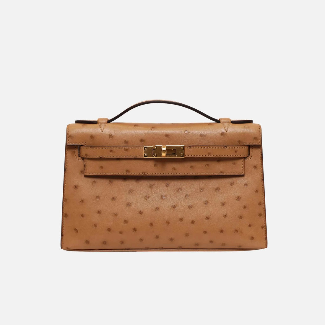 Hermes Kelly Pochette Chai Ostrich GHW, Front