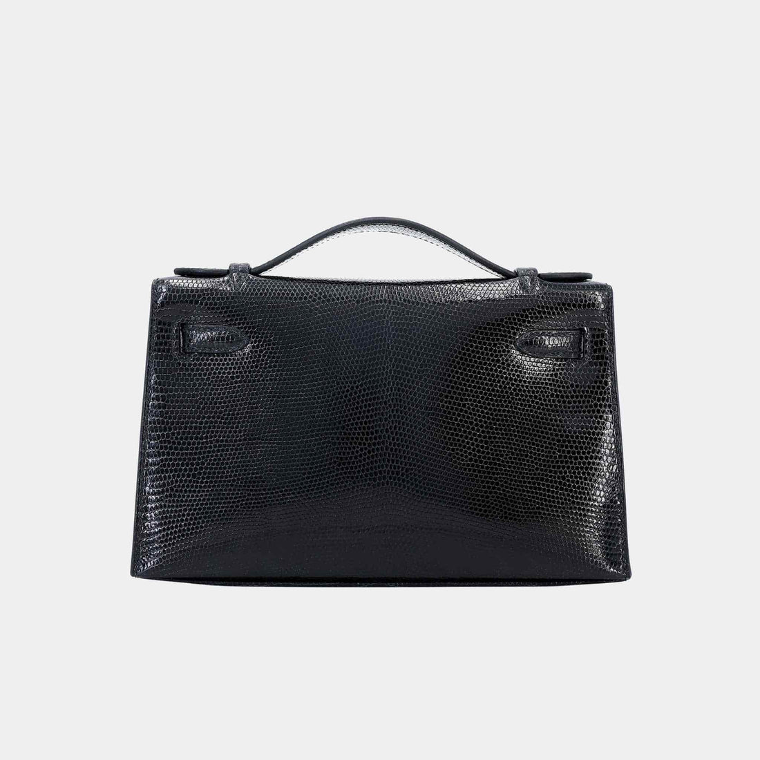 Hermes Kelly Pochette Lizard Black GHW، من الخلف
