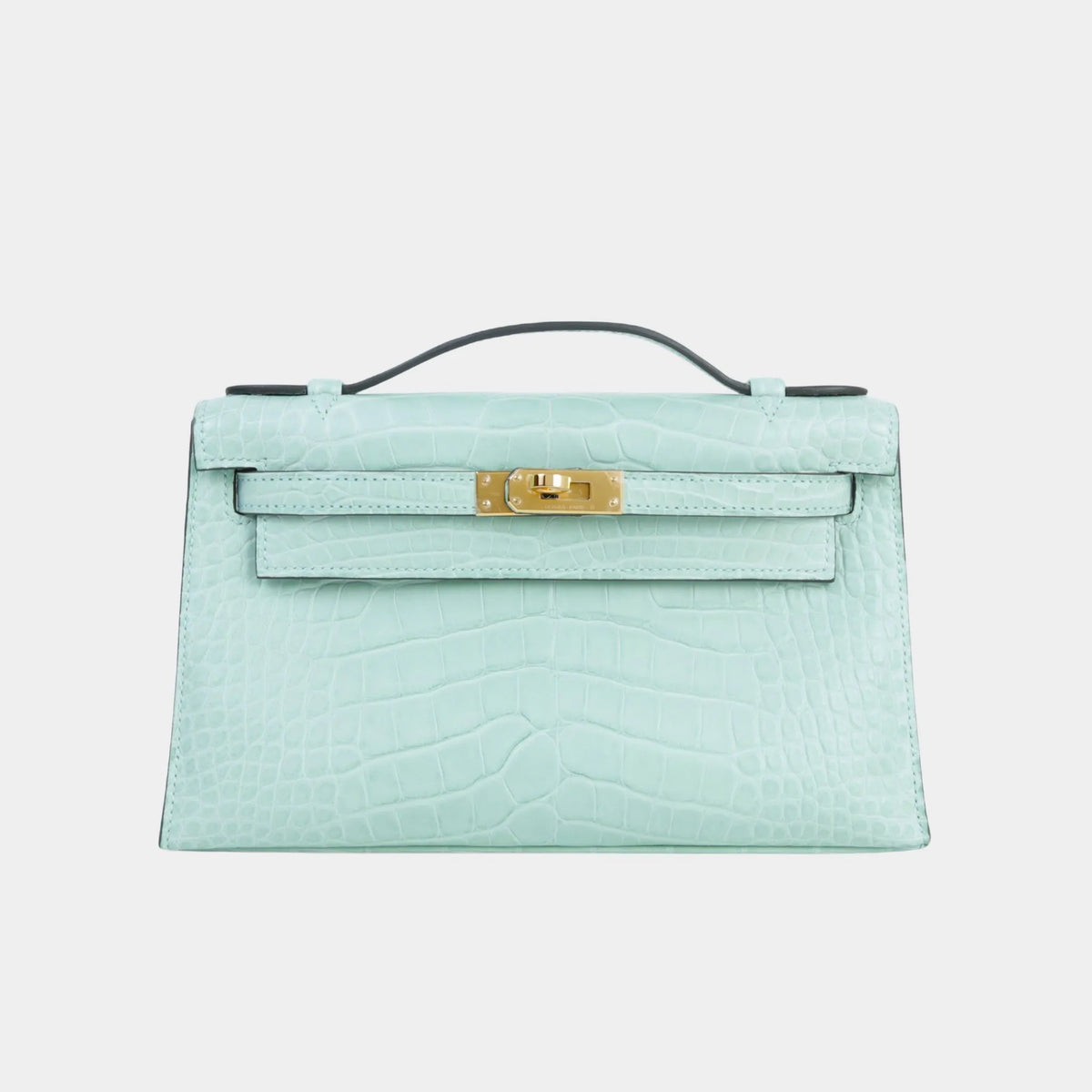 Kelly Pochette Matte Alligator Vert D’Eau GHW