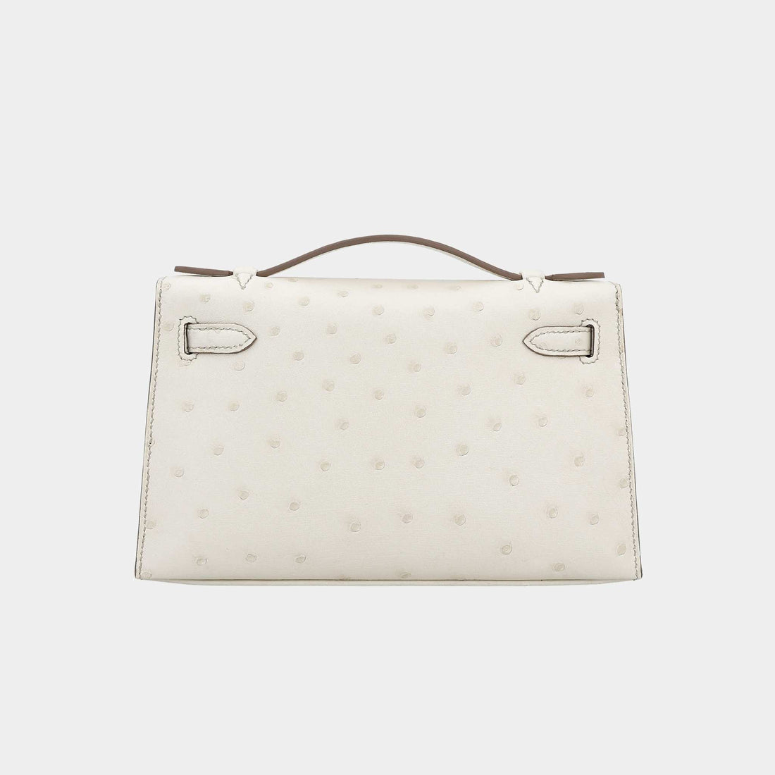 Hermes Kelly Pochette جلد النعام، بيتون، PHW، الجهة الخلفية