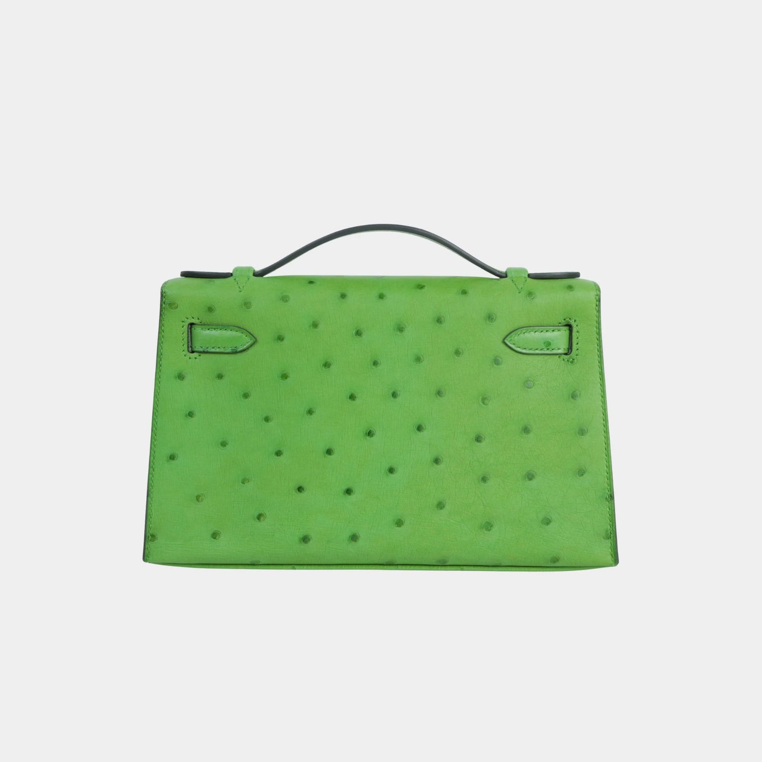 Kelly Pochette Ostrich Vert Yucca PHW