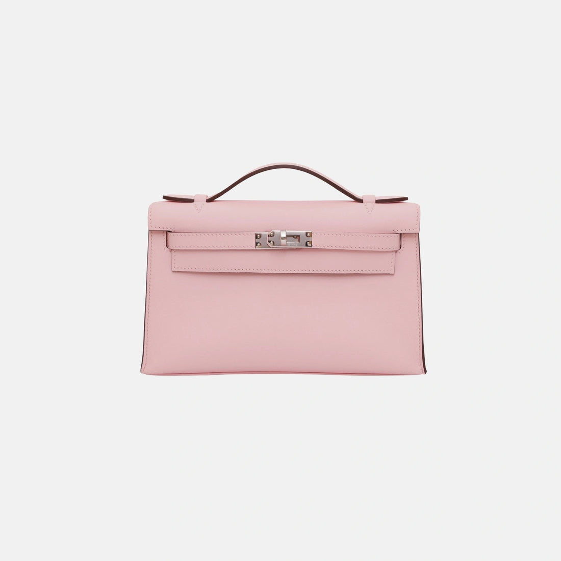 Hermes Kelly Pochette Rose Sakura Gris Pearl Swift PHW, Front