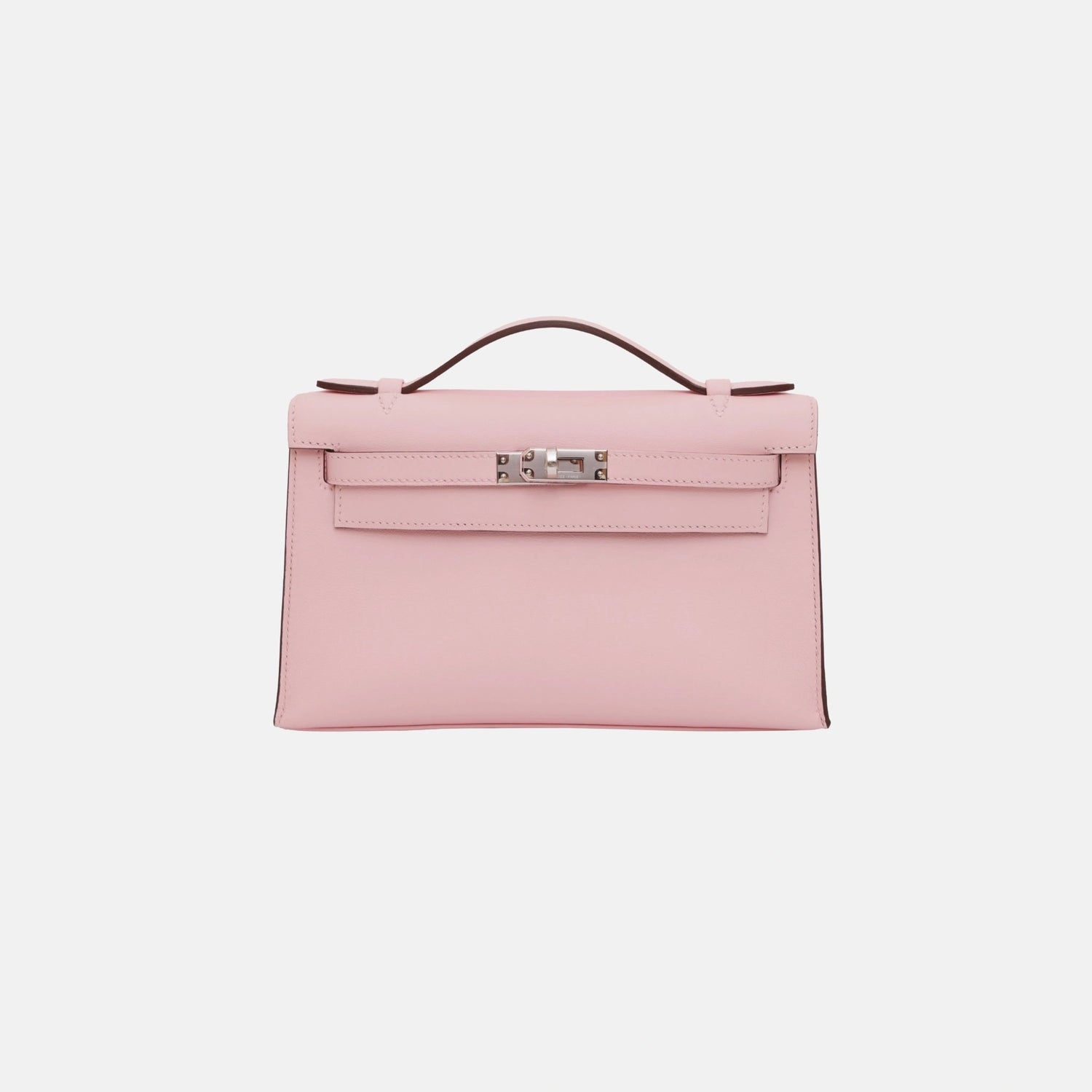 Hermes Kelly Pochette Rose Sakura Gris Pearl Swift PHW, Front