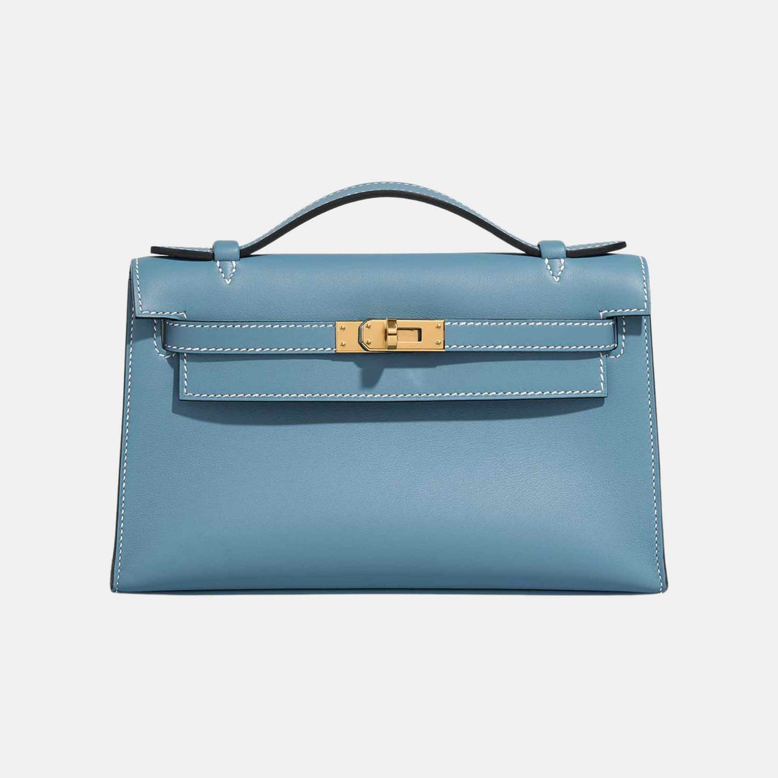 Hermes Kelly Pochette Swift Bleu Jean, Front