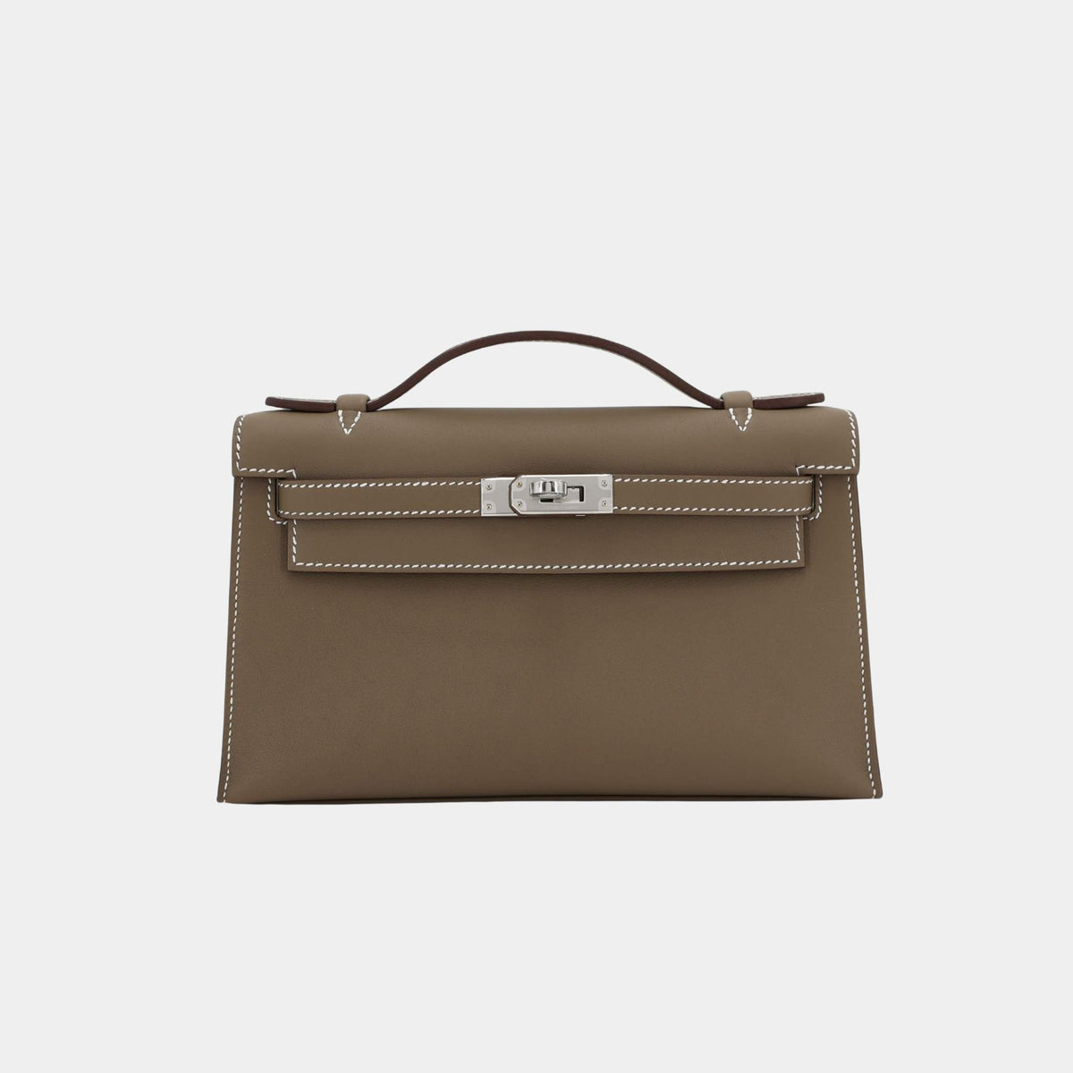 حقيبة Kelly Pochette Swift بلون Etoupe مع حليات بلاديوم