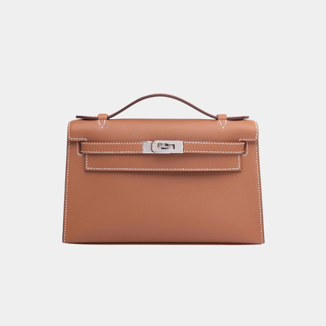 Hermes Kelly Pochette Swift Gold PHW, Front