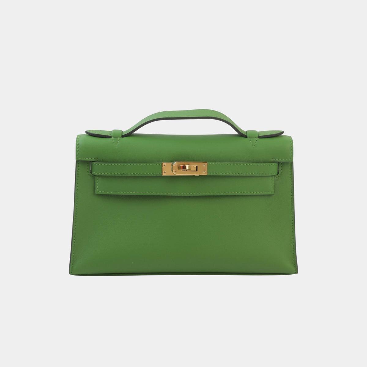 حقيبة Kelly Pochette Swift بلون Vert Yucca مع حليات ذهبية