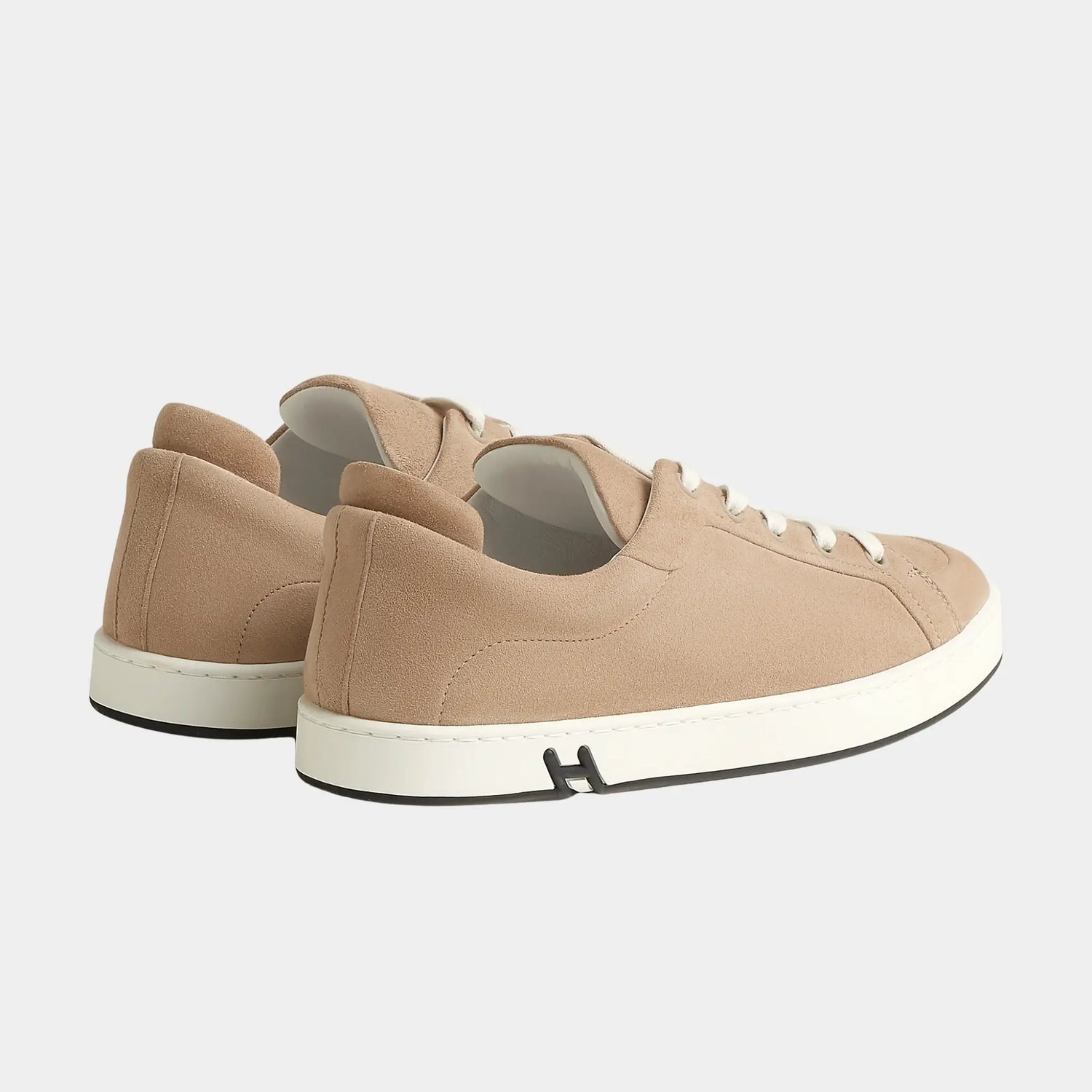 Hermes Kids Sneakers in Suede Goatskin Women, Beige Camel, Back