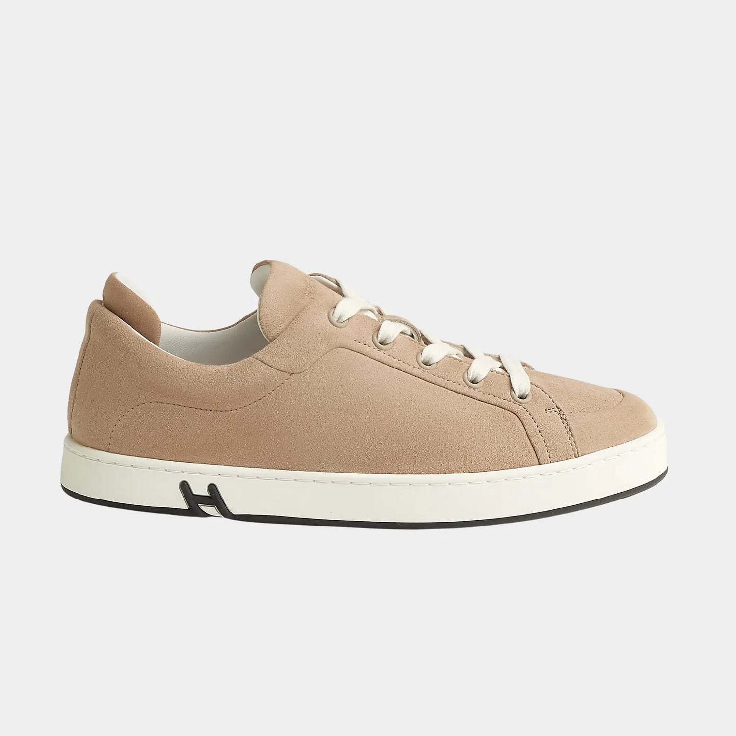 Hermes Kids Sneakers in Suede Goatskin Women, Beige Camel, Side