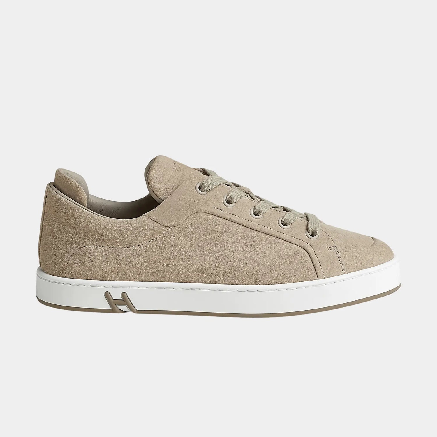 Hermes Kids Sneakers in Suede Goatskin Women, Beige Galet, Side
