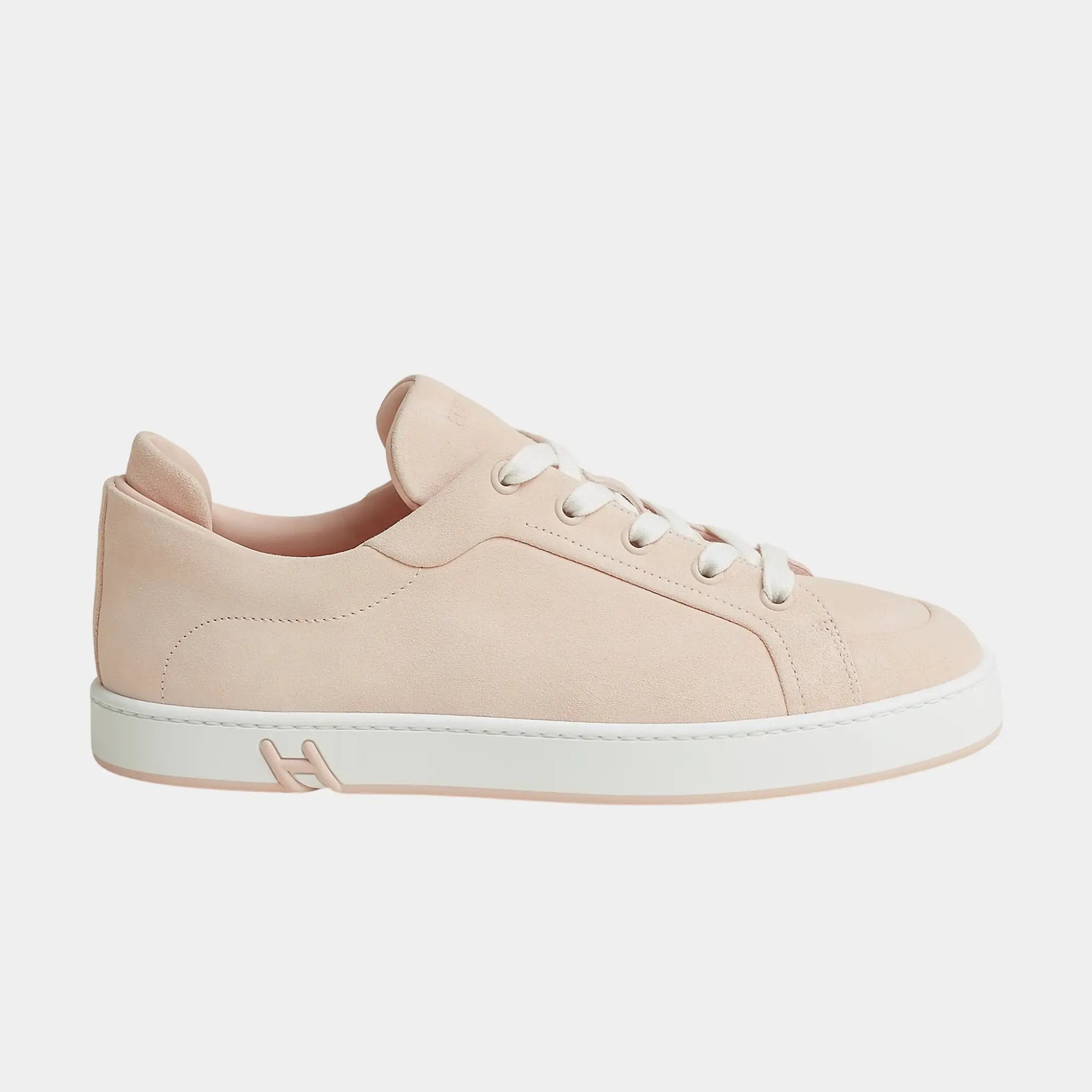 Hermes Kids Sneakers in Suede Goatskin Women, Rose Palomino, Side
