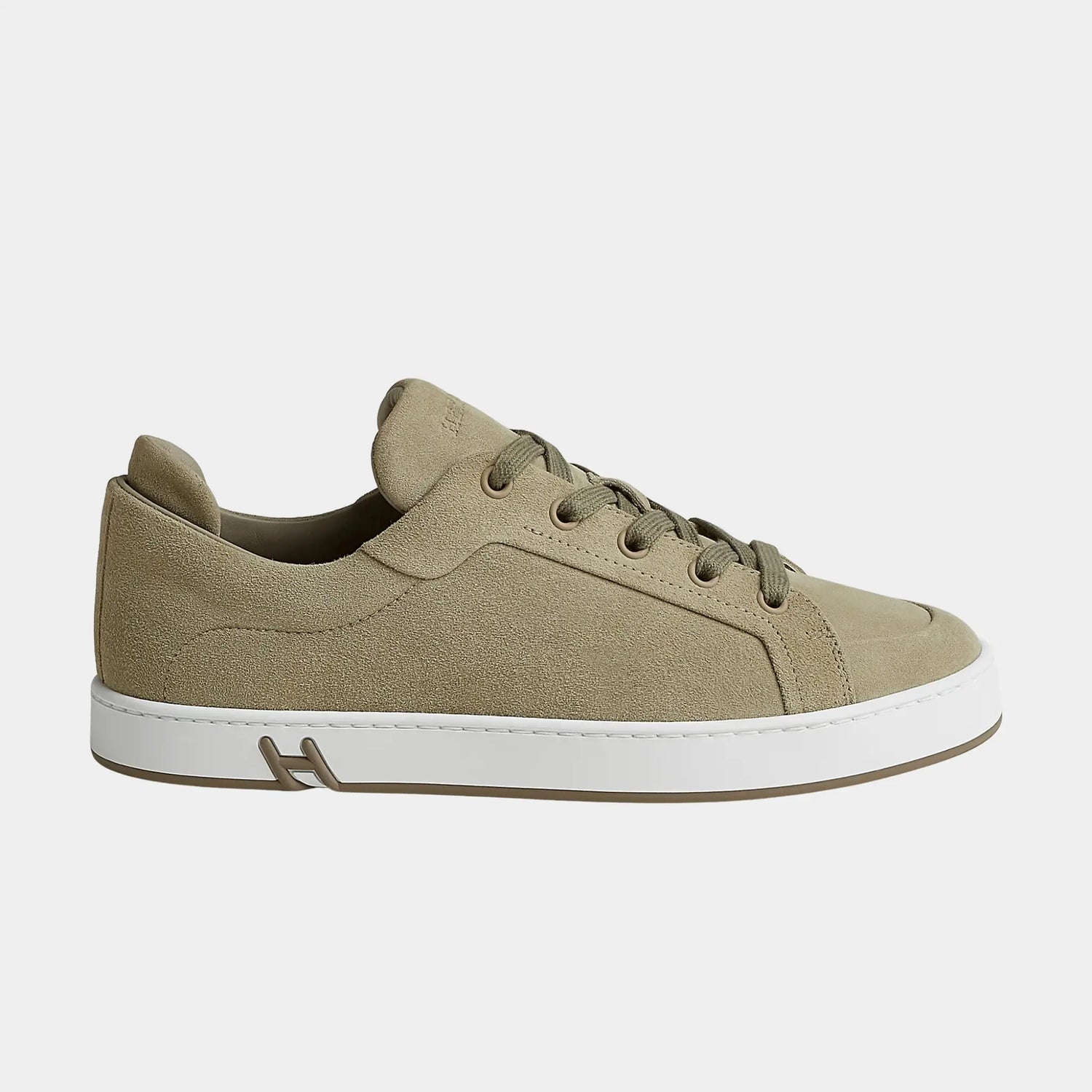 Hermes Kids Sneakers in Suede Goatskin Women, Vert Mosaique, Side