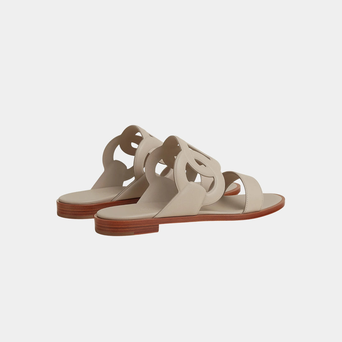 Hermes Lagoon Sandals in Nappa Leather, Beige Nomade, Back
