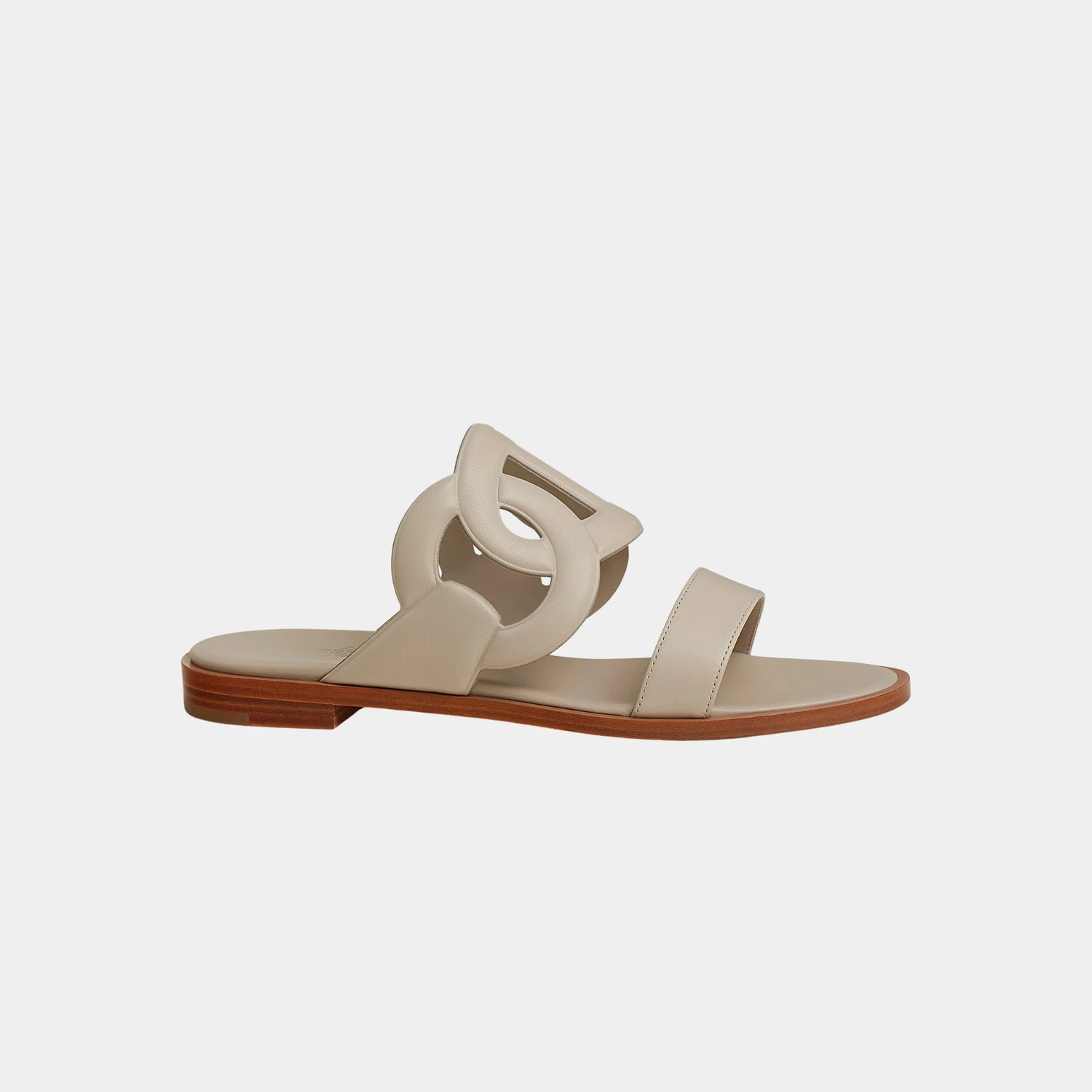 Hermes Lagoon Sandals in Nappa Leather, Beige Nomade, Side