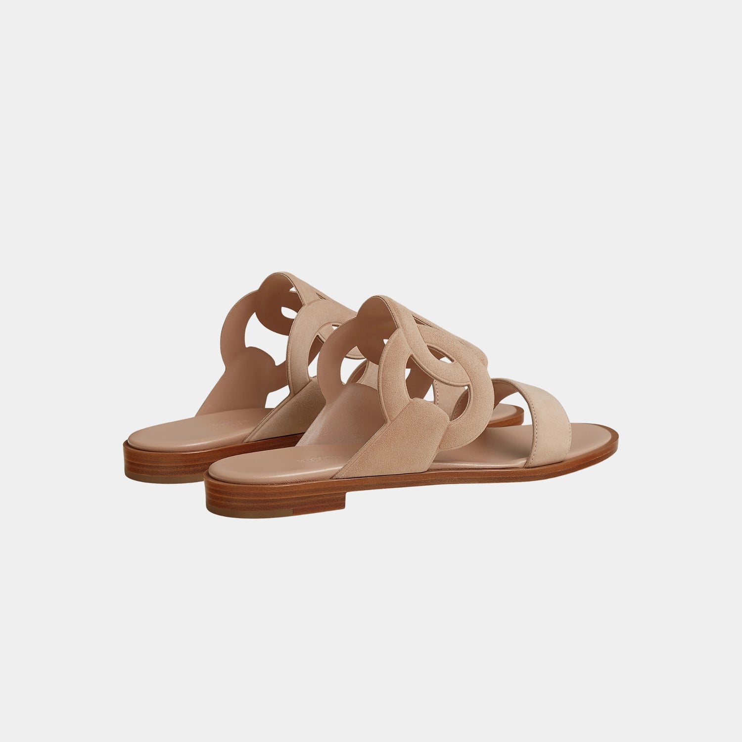 Hermes Lagoon Sandals Two-tone Suede Goatskin, Beige Perlino, Back