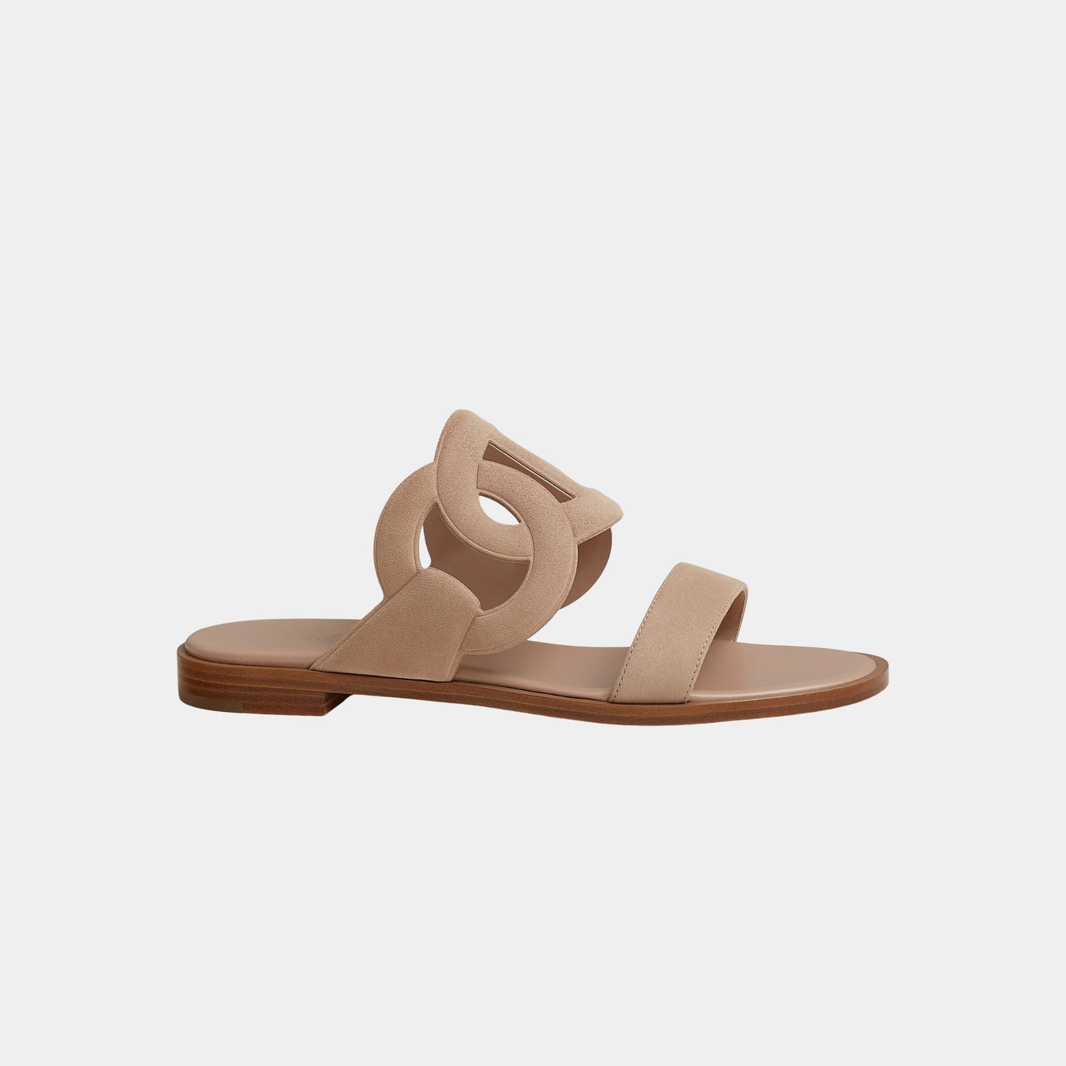 Hermes Lagoon Sandals Two-tone Suede Goatskin, Beige Perlino, Side