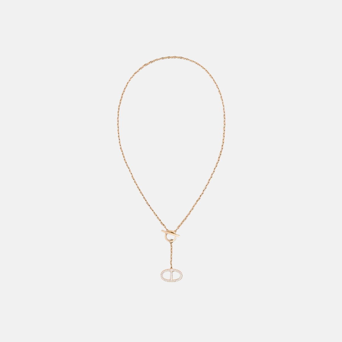 Large Contour Anchor Chain Pendant Rose Gold Diamond