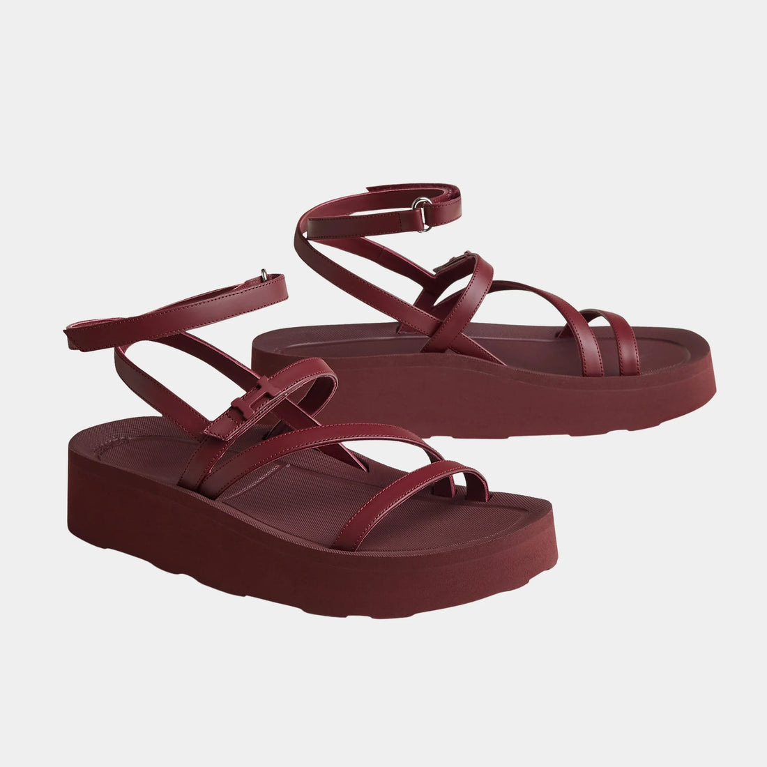 Hermes Liberte Sandal in Calfskin, Rouge H, Front