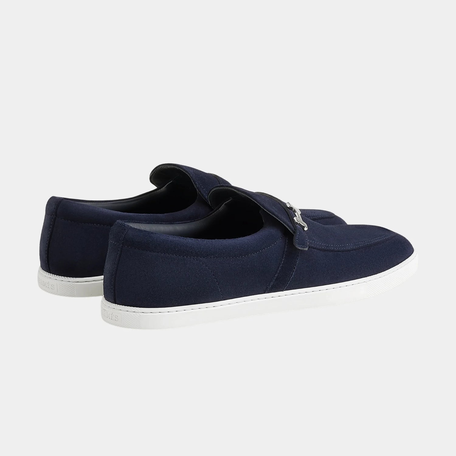 Hermes Like Loafers in Suede Calfskin, Marine, Back