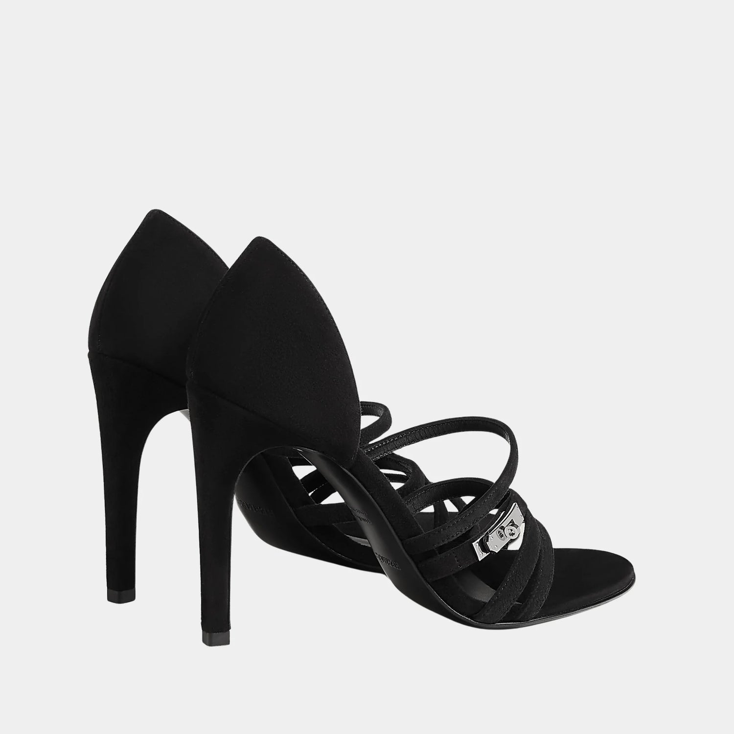 Hermes Lipstick 105 Sandal in Suede Goatskin, Noir, Back