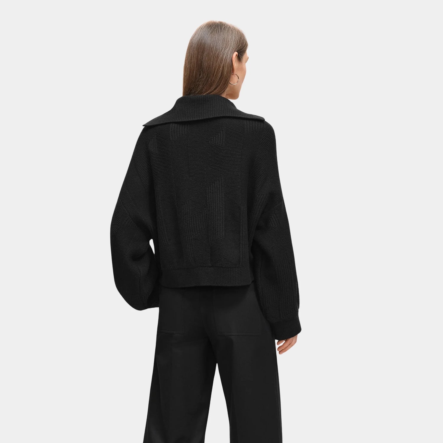 Hermes Long-sleeved H Pattern Sweater, Noir, Back