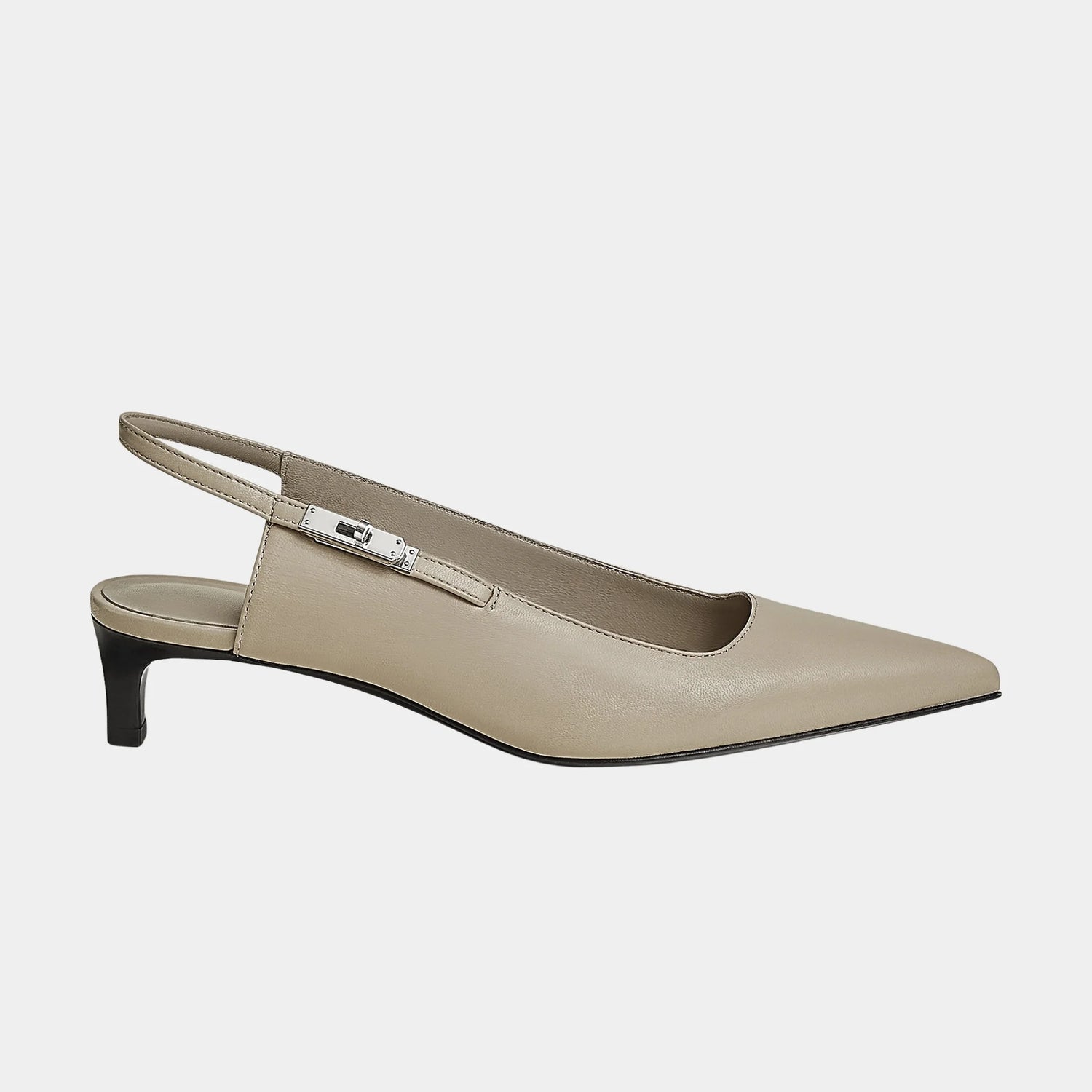 Hermes Lover 40 Pump in Nappa Leather, Beige Galet, Side