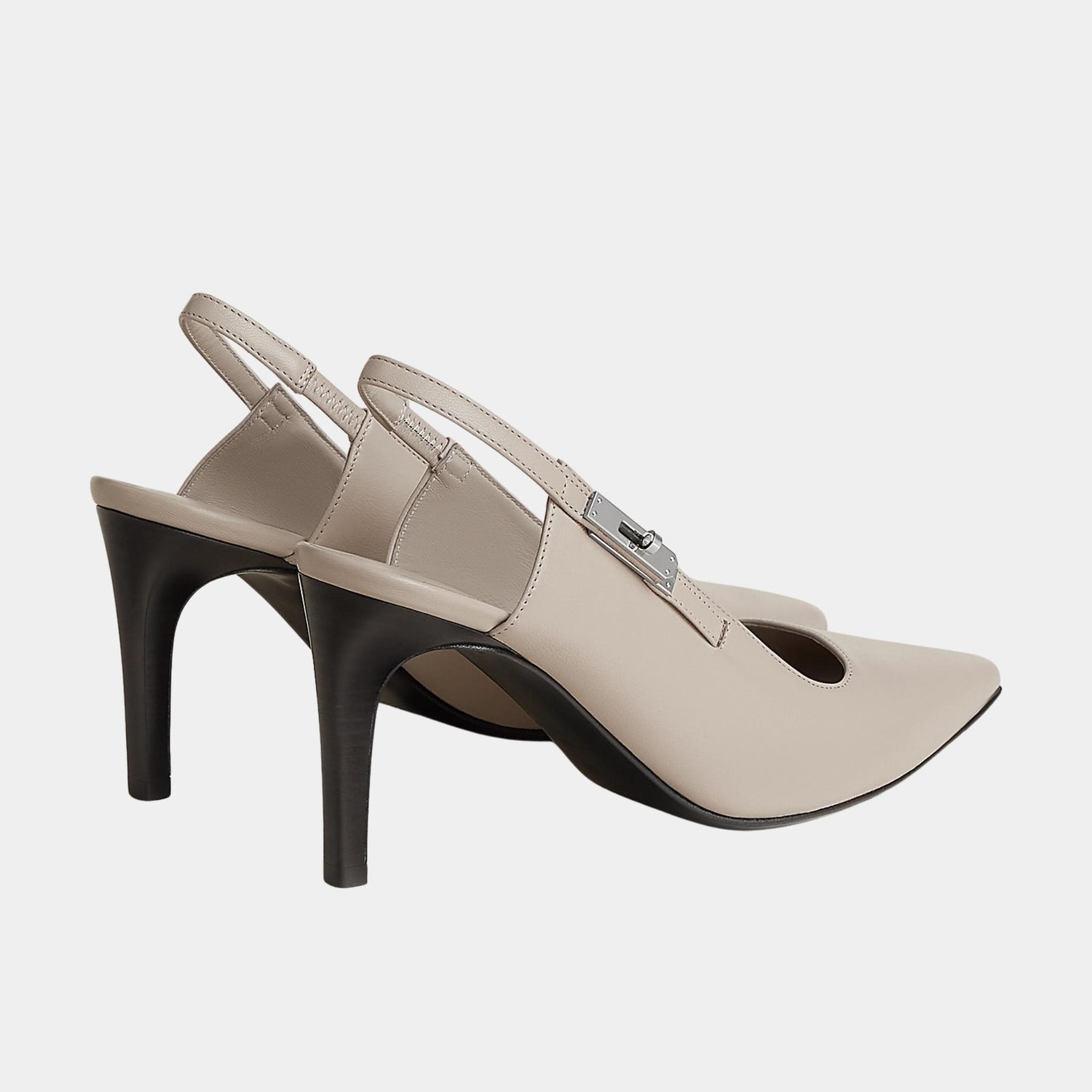 Hermes Lover 80 Pump in Nappa Leather, Beige Galet, Back