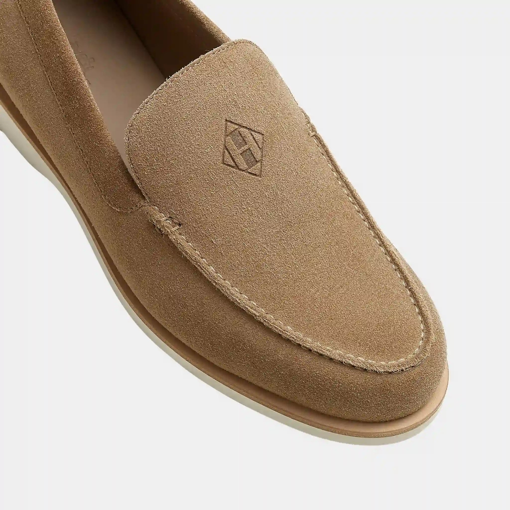 Hermes Low Loafer Suede Calfskin, Beige Sable, Top